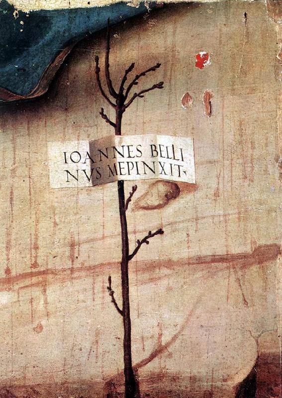 BELLINI, Giovanni Small Tree with Inscription (fragment) oil painting image